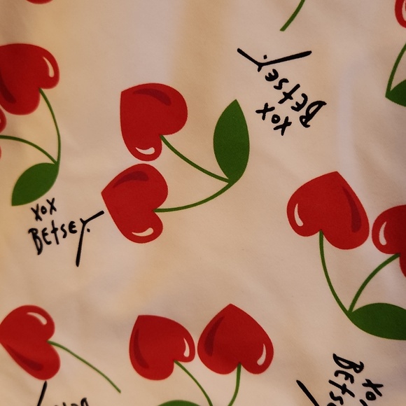 Betsey Johnson White and Red Cherry Print One Piece Swimsuit Small Size  Push Up - Picture 13 of 14